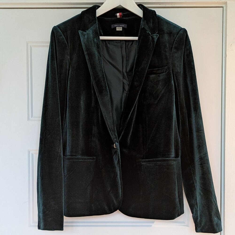 Tommy Hilfiger Blazer, wome's, dark green velvet, size 12
